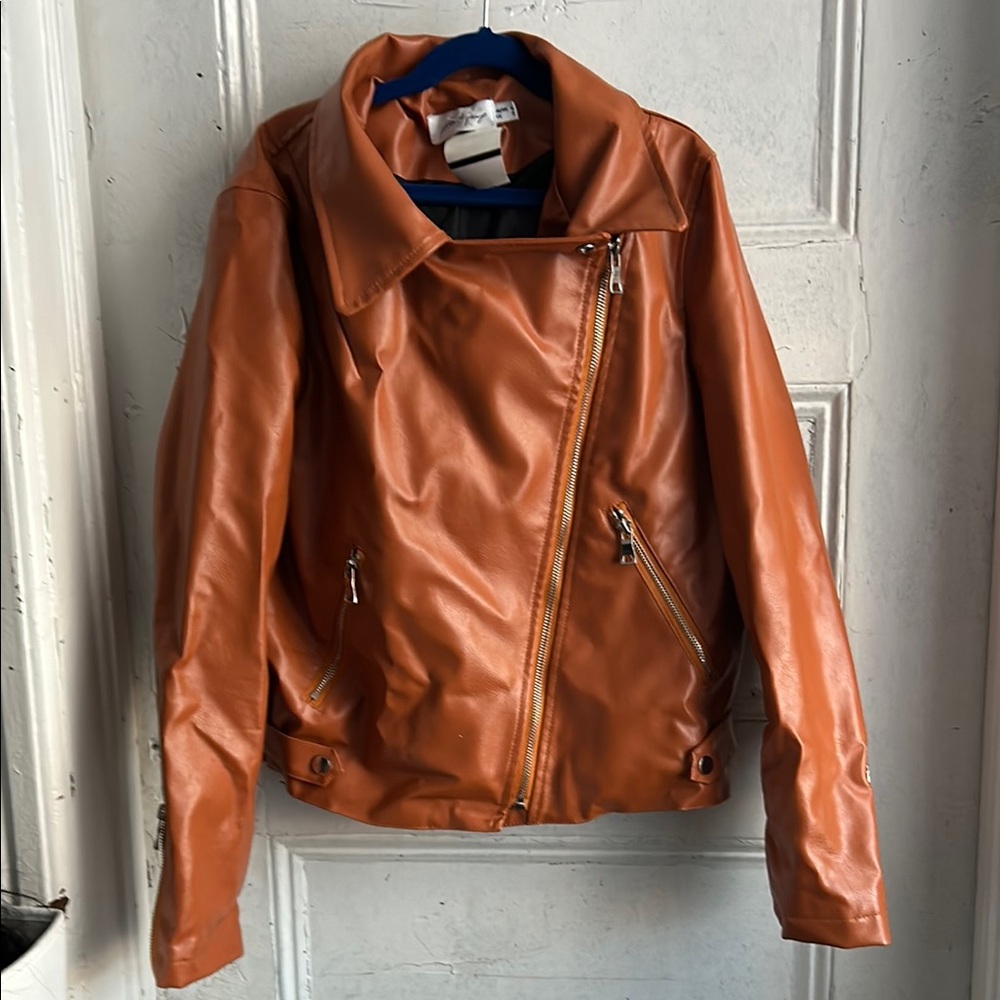 Petal & Pup Women's Cognac Leather Moto Jacket size 2